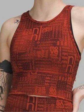 Lululemon Women's Power Pivot Everlux Tank Sports Bra Red Training Tank Top